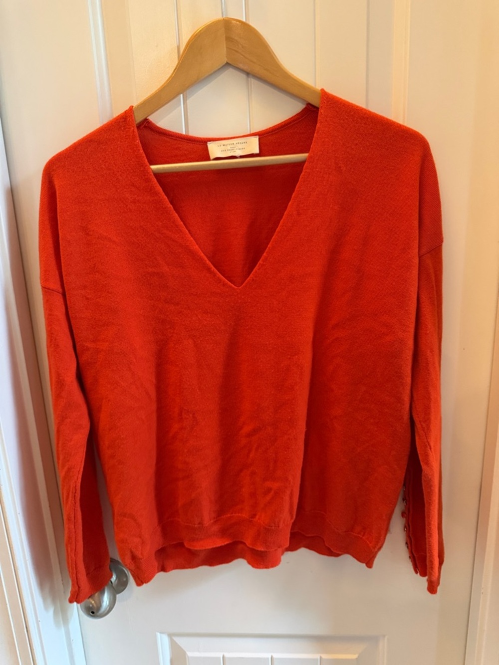 Sezane orange v neck sweater